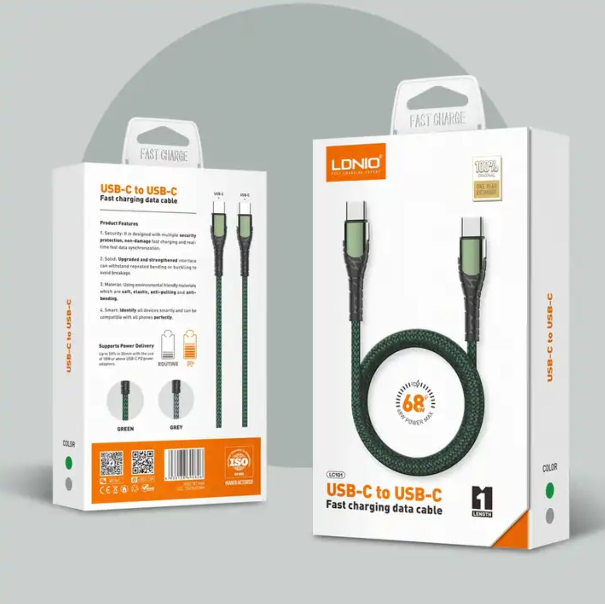 LDNIO ultra strong fast charging cable | data cable | PD 65W | 480Mbps | USB-C to USB-C | 2M