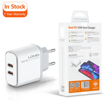 LDNIO PD PD wall charger | USB-C + USB-C | PD 35W | EU plug