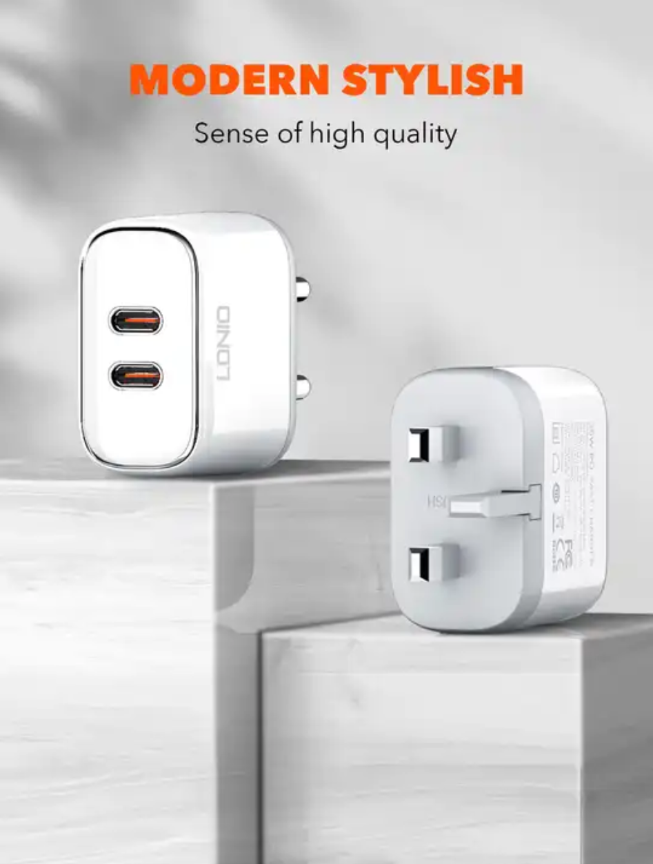 LDNIO MFi certified wall charger | dule USB-C | PD 35W | GaN |EU plug