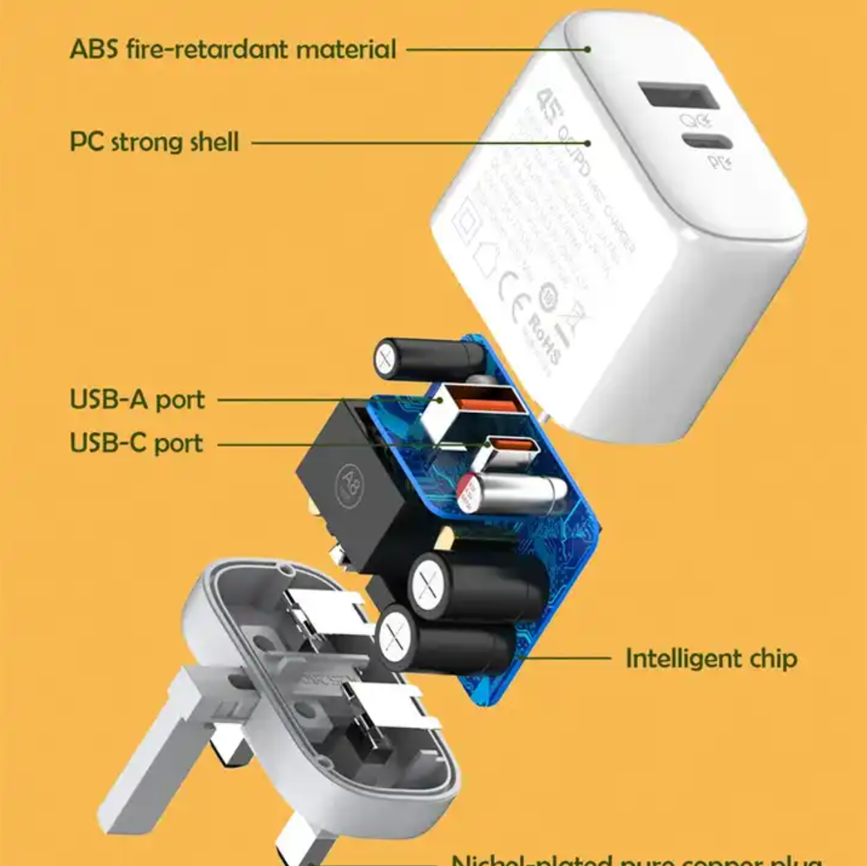 LDNIO PD QC Wandladegerät | USB-C + USB-A | PD 45W QC 22,5W | EU-Stecker
