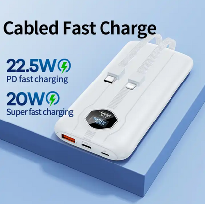 REMAX cabled fast charging power bank | multiple protection | 10000mah | build-in cables usd-c 22.5w lightning 20w