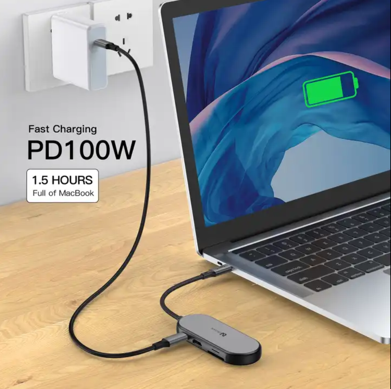Yulian 7 poorten USB-C dockingstation usb-hub| HDMI 4K60Hz | RJ45 |PD100W | usb3.0 5G X 3 | TF SD kaart