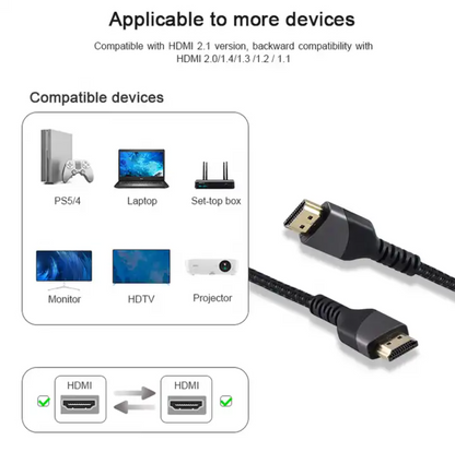Yulian gecertificeerde HDMI 2.1-kabel | H2H | 8K60HZ 48Gbps | video en audio | 1m