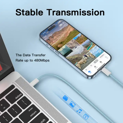 Yulian Apple oplader datakabel | C2L | 18W | 480 Mbps | geen video en audio | 1,2 m