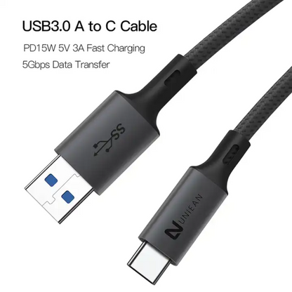 Yulian USB3-oplader datakabel | A2C | 15W (5V3A) | 5Gbps | geen video en audio | 1m